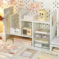 Ins Kawaii Desktop Storage Rack Bookshelf DIY Desk Holder Office Desk Organizer Student Combination Cabinet Storage Display Rack