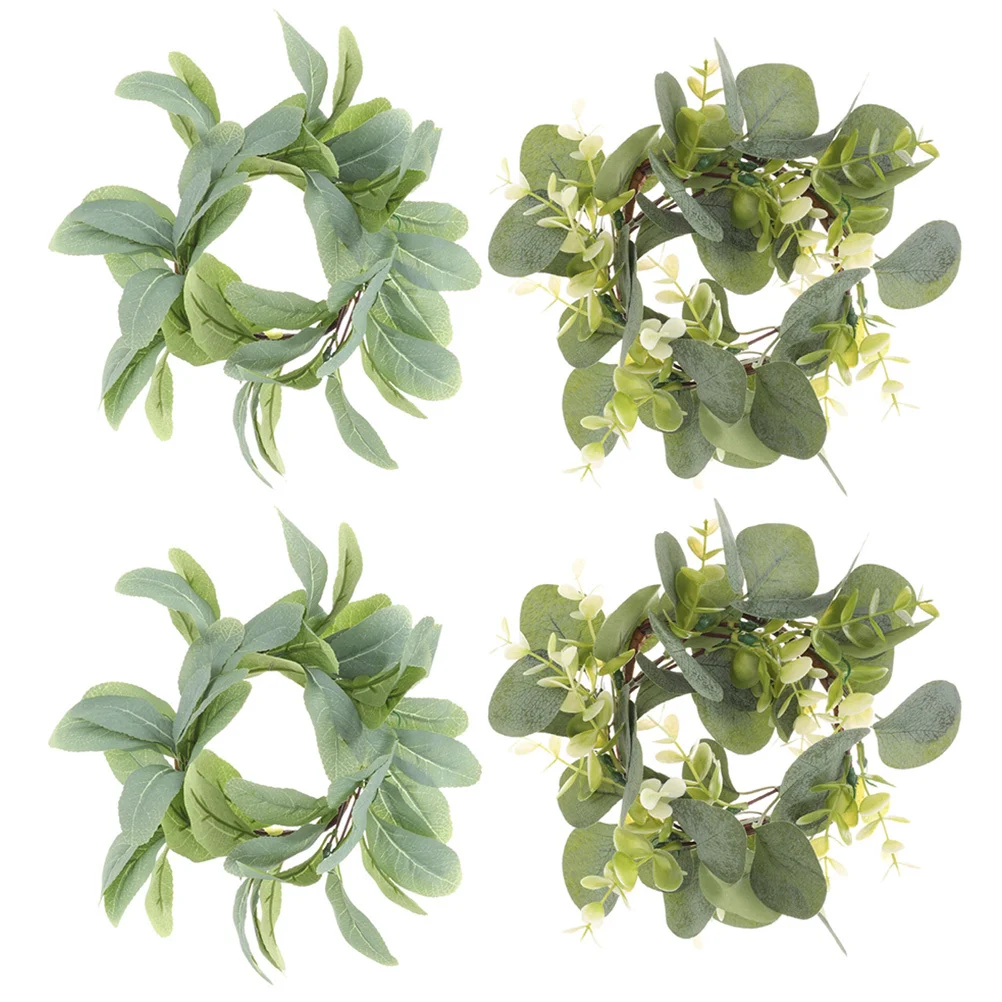

4Pcs Leaf Ring Natural Touch Home Decor Wreath Ideal for Valentine Christmas Thanksgiving Events Rings