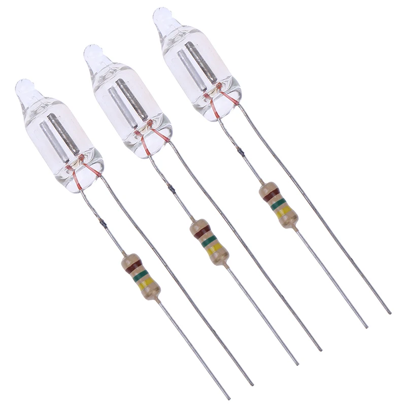 Red Light 20pcs Neon Indicator Lamps With Resistance Connected To 220V 6*16 Mm Neon Glow Lamp Mains Indicator