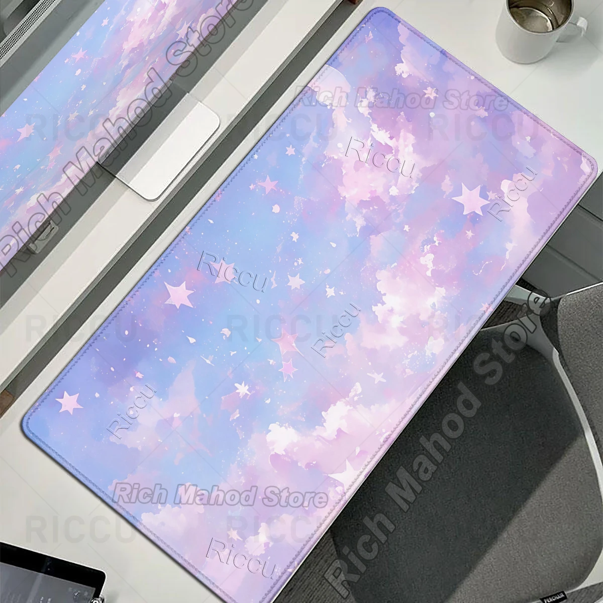 

Large Pink Pastel Cloud Vast stars Pattern Mousepad Aesthetics Desk Mat Anti-slip Rubber Extended Tablemats Gaming Keyboard Pads
