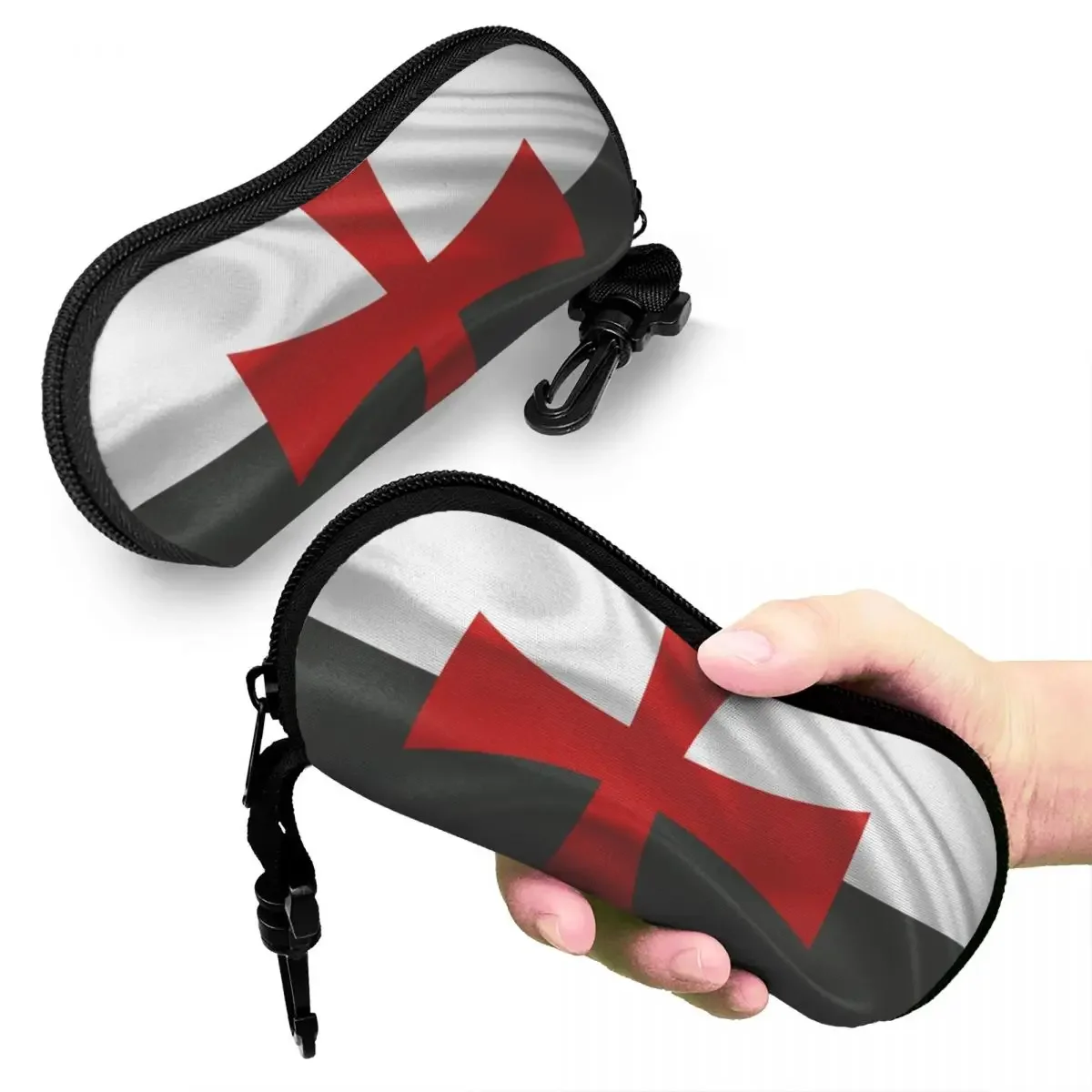 Funda protectora para gafas de sol con bandera de los Caballeros, funda para gafas templarias, cruzadas medievales suaves, bolsa para gafas de sol cruzadas