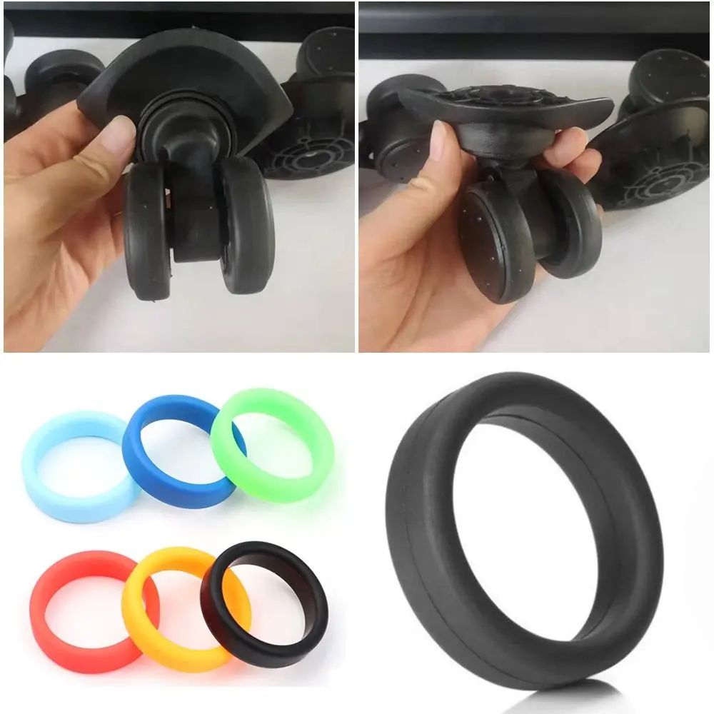 2Pcs Durable Thick Flat Rubber Ring Diameter 35 mm Silicone Luggage Wheel Ring Stretchable Flexible Wheel Hoops Luggage Wheel