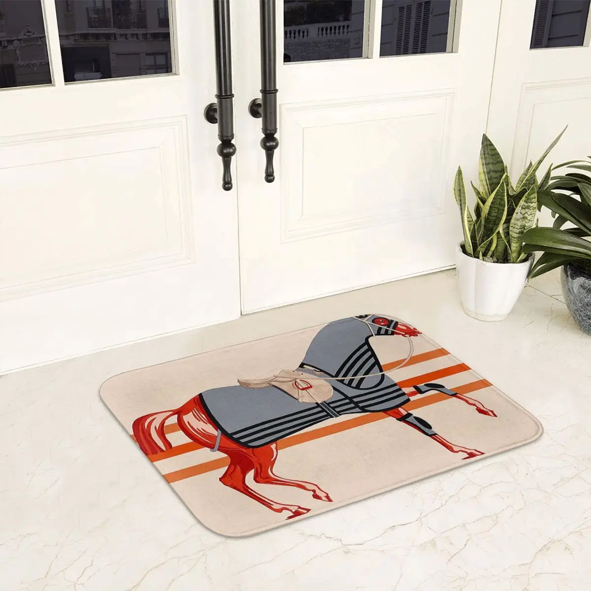 Fashion Ethnic Frame Horse Printing Anti-slip Doormat Floor Mat Carpet Rug for Kitchen Entrance Home Living room Footpad Mats