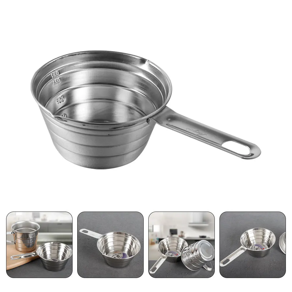 

Stainless Measuring Cup Lightweight Compact Baking Container Milk Shake Maker Coffee Measure Tool Scale Design Handle