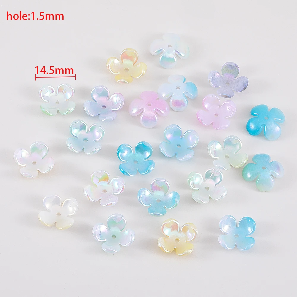 Perles en plastique en forme de fleur de couleur mixte, 14.5mm, pour Bracelet à bricoler soi-même, entretoises de fleurs, fabrication de bijoux, fournitures de perles d'espacement amples, 50 pièces