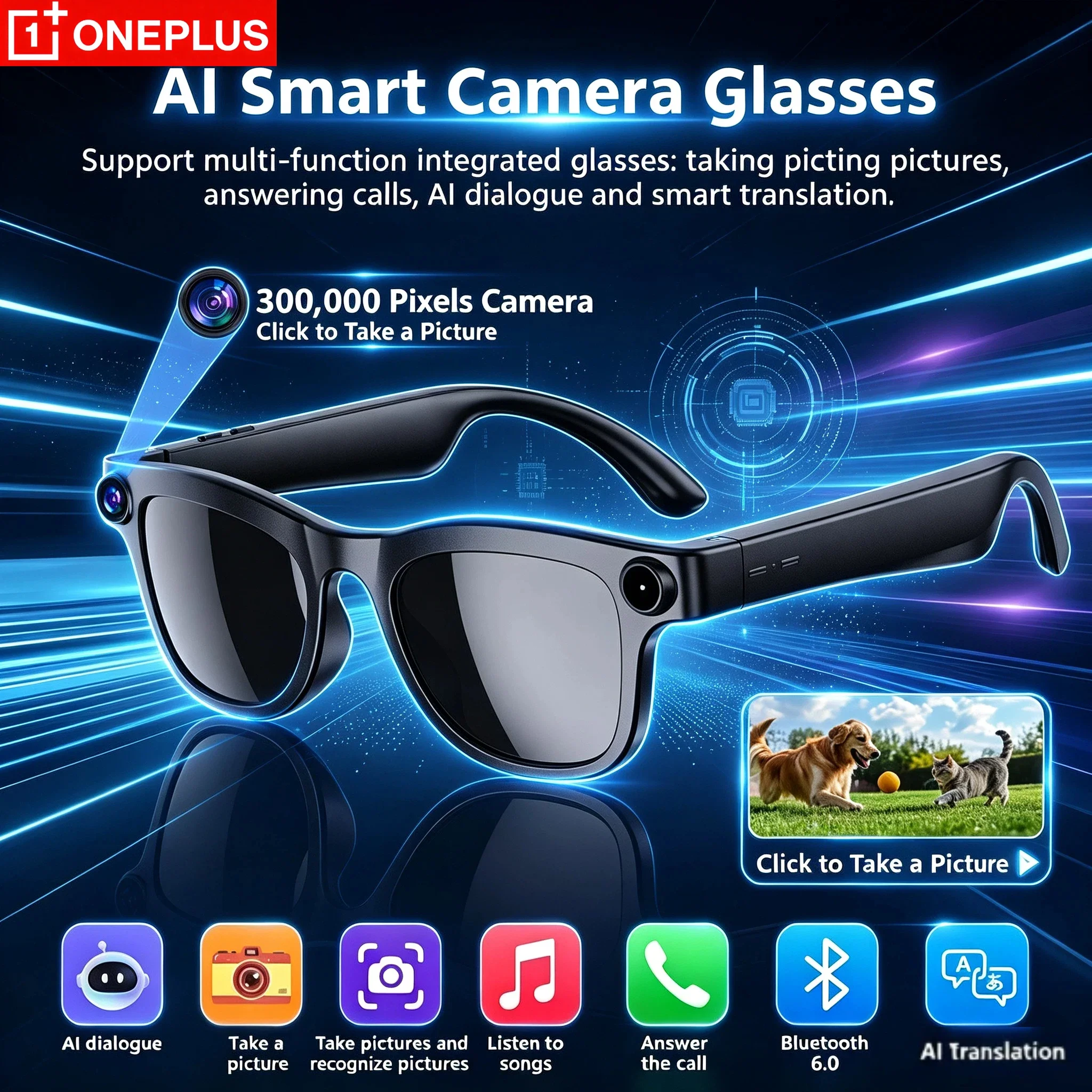 Smart Glasses Lens - Умные очки OnePlus 800W с камерой