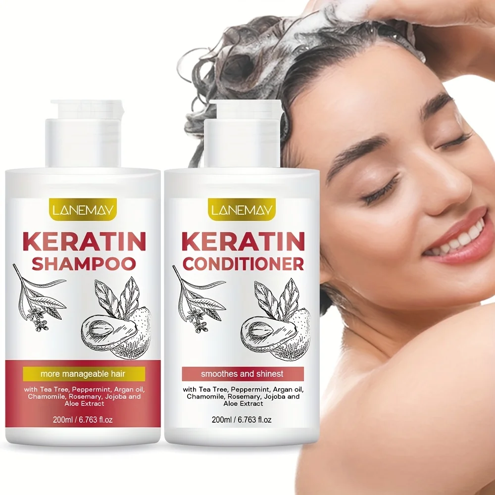 

Keratin Shampoo and Conditioner Set, Strengthens and Nourishes Hair, Cleans Hair Oil and Dirt,Suitable for Damaged & Frizzy Hair