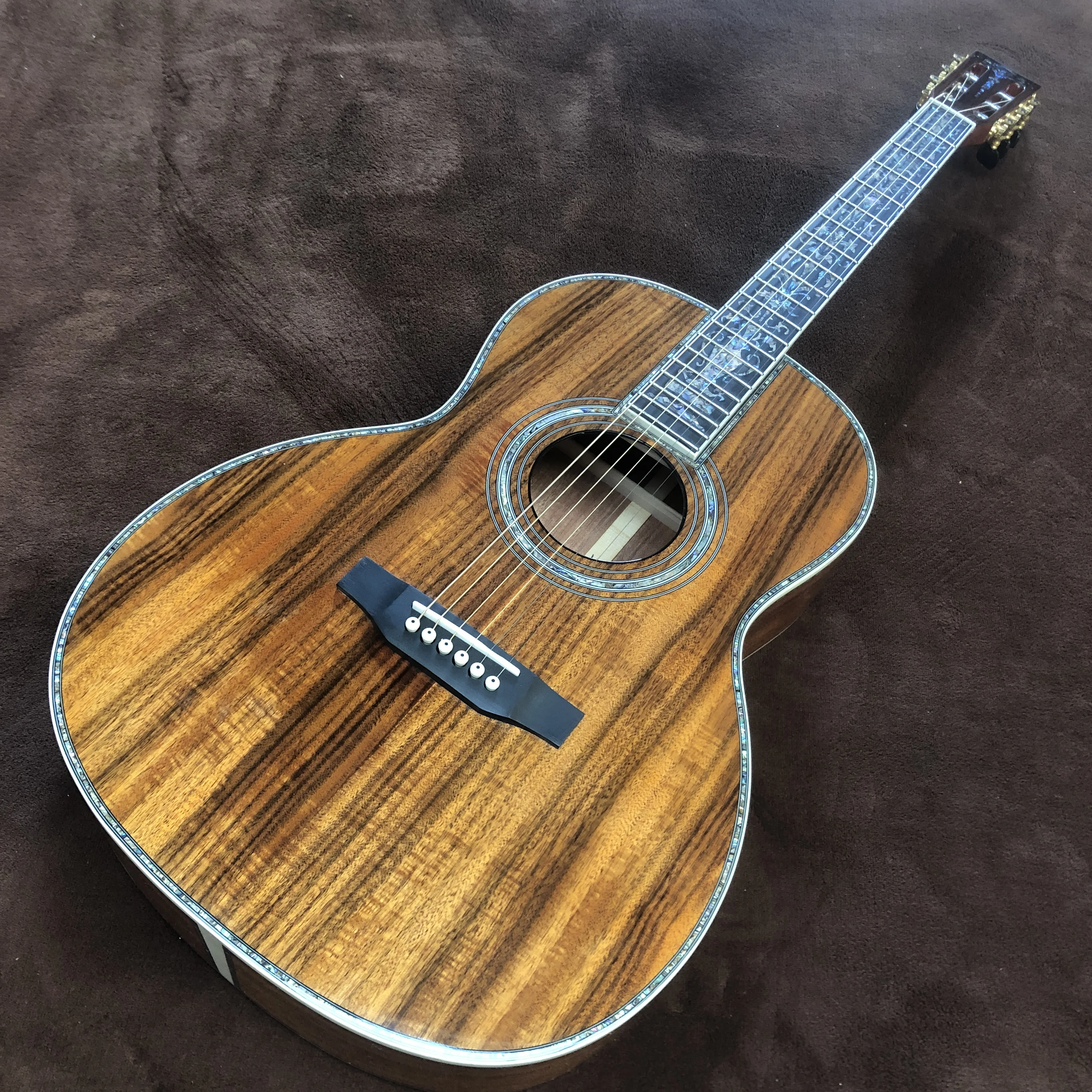 40-inch 00045 full KOA real abalone inlaid with black finger acoustic guitar