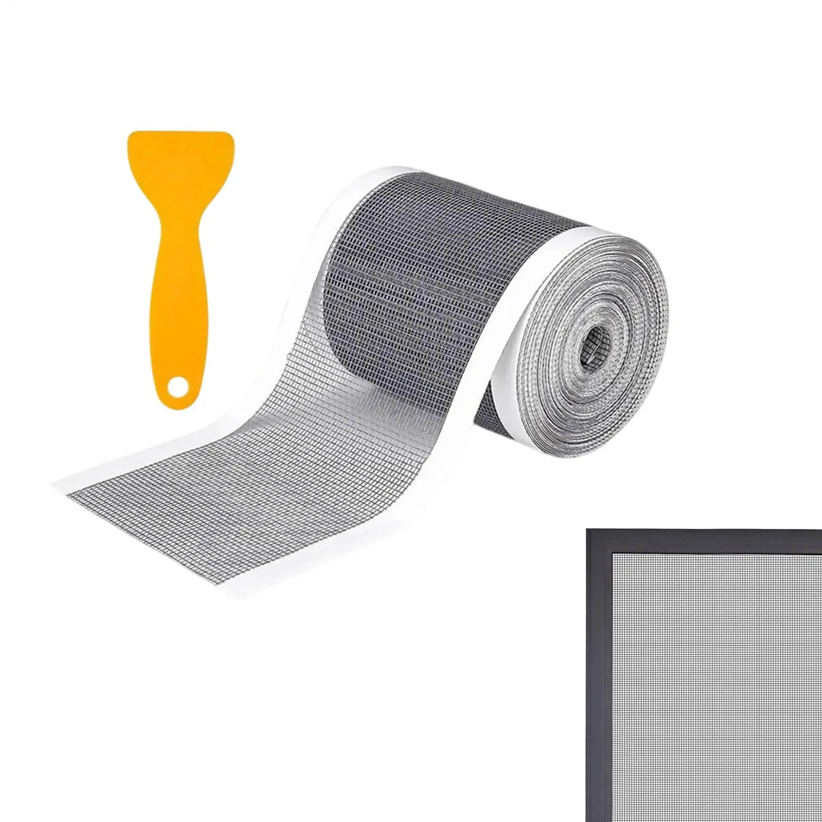 Window Screen Repair Tape Adhesive Mesh Patch Kit with Scraper 12x500cm Door Hole Blocking Tape Strong Bonding Home Window Fix