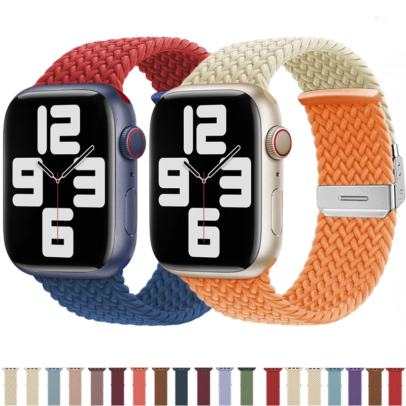 

Nylon Strap For Apple Watch Ultra2 49mm 10 42/46mm 9 8 7 45mm 41mm Double-color braided strap For iWatch 6 5 4 SE 44mm 42mm 40mm