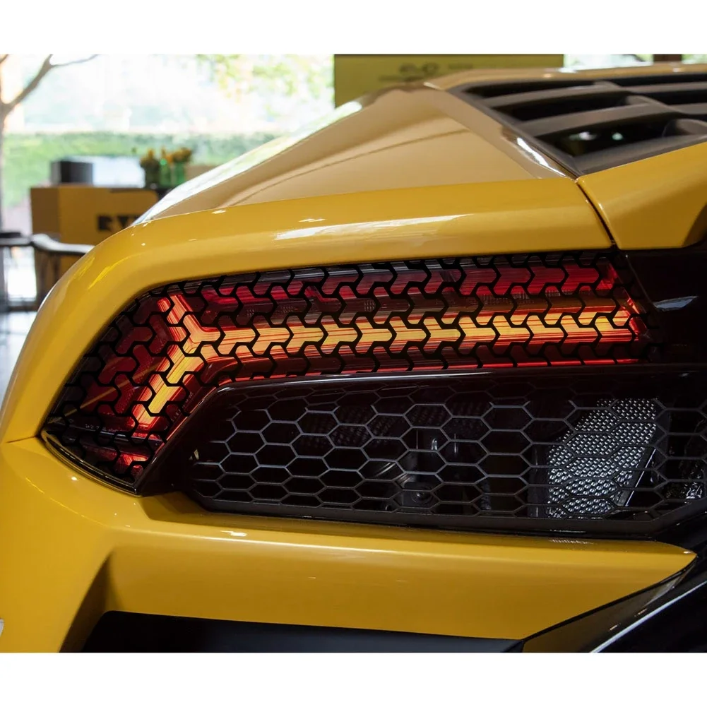 Car Rear Tail Light Honeycomb Gaphic Stickers Hollow Auto Lamp Light Film Taillight Lamp Cover Shield 48*30cm