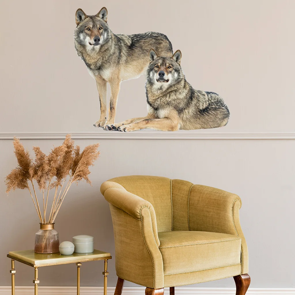 Timberwolves Couple Wall Stickers Bedroom Living Room Decoration Painting Wolf Dog Animal Stickers House Decoration Closets