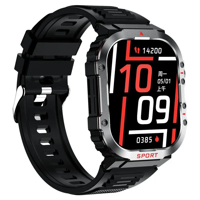

Gaines H08 Smart Watch 2.01inch HD Large Screen LED Flashlight Compass Bluetooth Call AI Voice Men Outdoors Sports Smartwatch