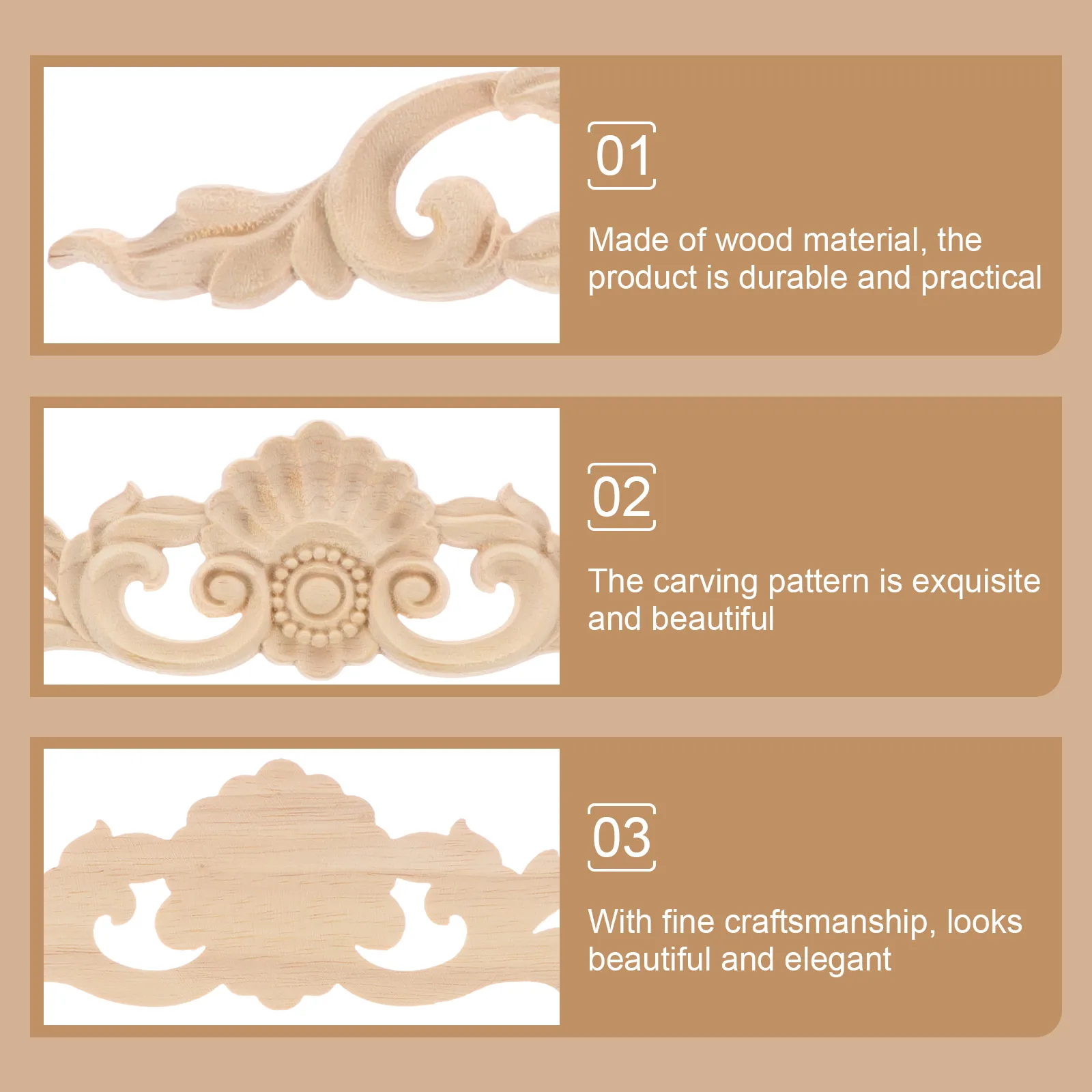 

4pcs Rubberwood Carving Appliques Wooden Decal For Cabinet Door Bed Furniture Home Decor Unpainted Wood Applique Dresser