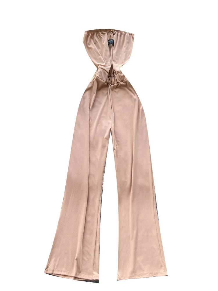 

Ele простой цвет, утягивающие цельные брюки на бретельках для женщин, длинная юбка с высокой талией, прямая трубка