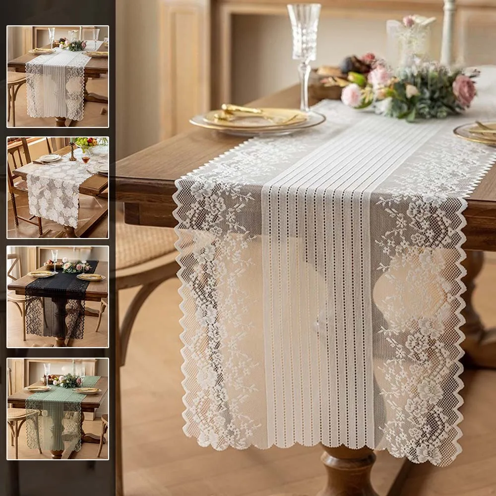 

Exquisite Lace Table Runner with Floral Pattern Vintage Mesh Tablecloth for Wedding Dinner Party Home Decor 테이블러너 Mantel De Mesa