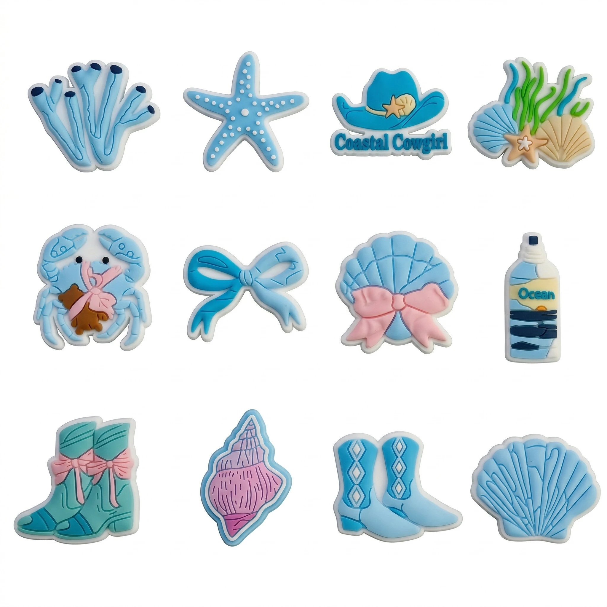 12-100pcs Blue Ocean Style Shoe Charms DIY Garden PVC Shoe Accessories Decorations for Woman Kids Birthday Gift