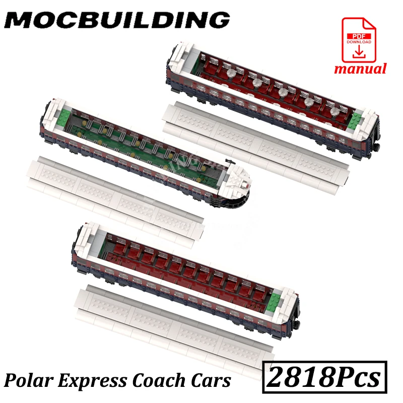 Polar Express Coach Samochód Kolej Akcesoria Model Wyświetlacz MOC Klocki Klocki Zabawki konstrukcyjne Prezenty Boże Narodzenie