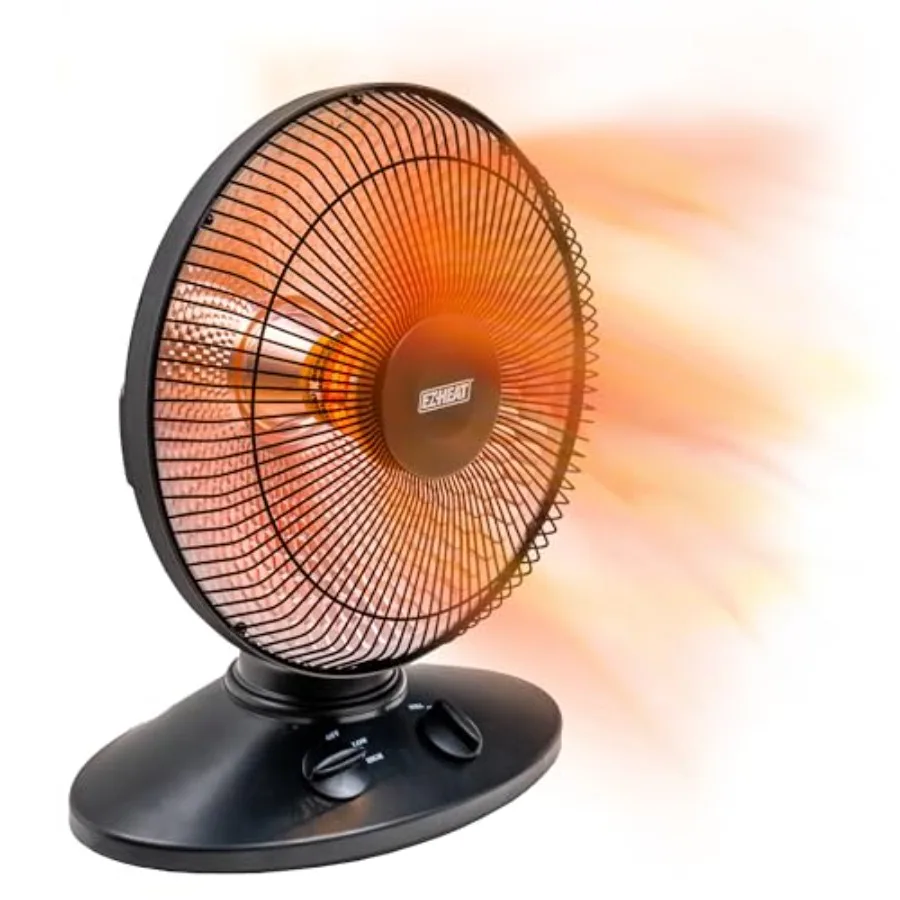 

1, 000-Watt Indoor Parabolic Dish Space Heater with 70-degree Wide Oscillation and Dual Heat Settings, Adjustable Tilt, Tip Ove