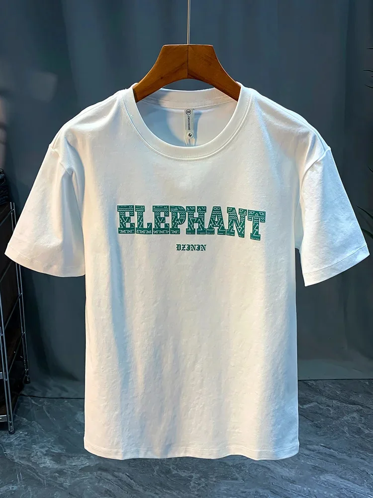 High-End Short-Sleeved T-shirt Men's Summer New Loose round Neck Print Sweat-Absorbent Breathable Half Sleeve Top