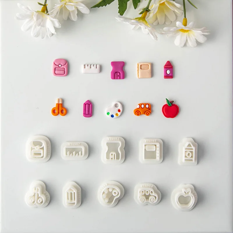 10 قطعة سلسلة القرطاسية الصغيرة الكرتونية قالب الطين الناعم قالب سريع DIY بها بنفسك أقراط المعلقات كتيبات القرطاسية الديكور الهدايا #3