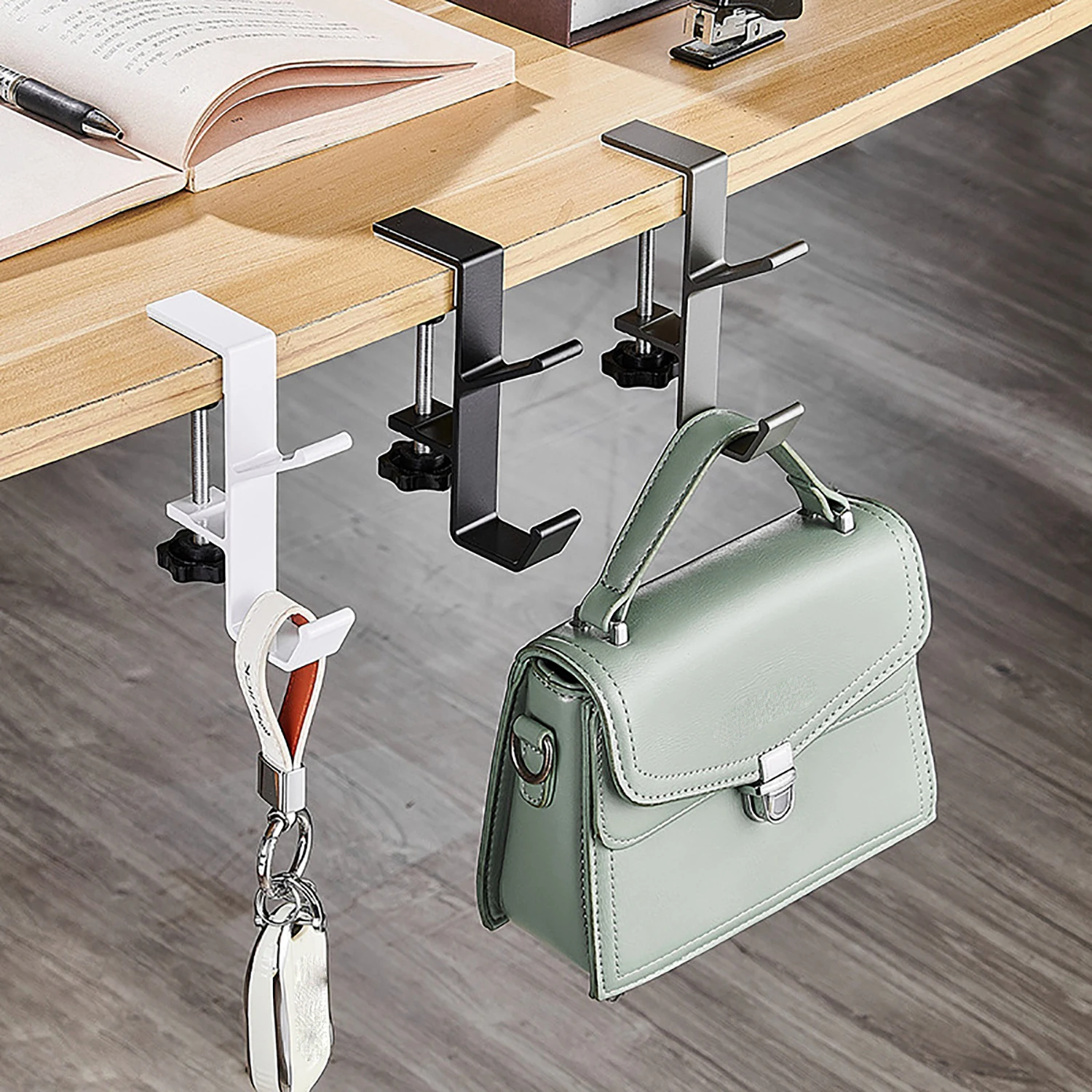 Adjustable Desk Edge Hook Schoolbag Backpack Storage Hanging Headphone Keys Sundries Organizer Holder Punch-free Table Side Hook