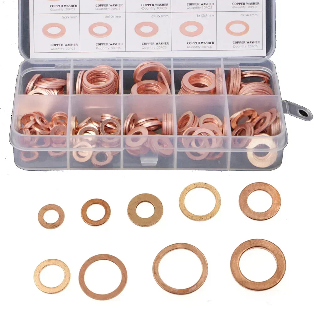 Car Accessories Gasket 200pcs/set Copper Seal Diesel Injector For Plant Marine Etc Installation Set M5-M14 Opper