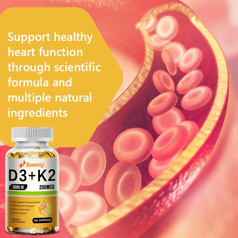 Soomiig Vitamin D3K2(MK-7) Capsules Support Calcium Absorption Bone Nerve Heart Brain Health Joints Immune Function - Image 3