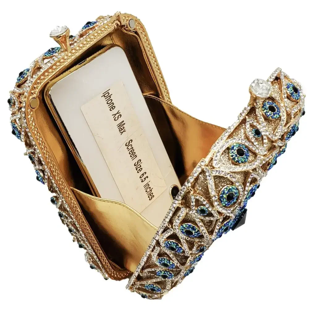 Boutique De FGG (in stock) Evil Eye Women Clutch Purse Rhinestone Evening Purses and Handbags Bridal Wedding Party Crystal Bags