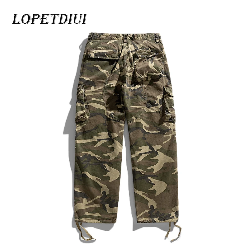 

2023 New Men Outdoor Sports Casual Cargo Pants Men Camouflage Multiple Pockets Straight Cylinder Cotton Cargo Pants Men