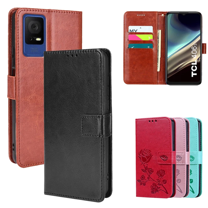 Leather Phone Cover For TCL 406s Case Flip Wallet Capa Funda de TCL 408 405 чехол Etui For Coque TCL 406 T506A T506A1 6.6