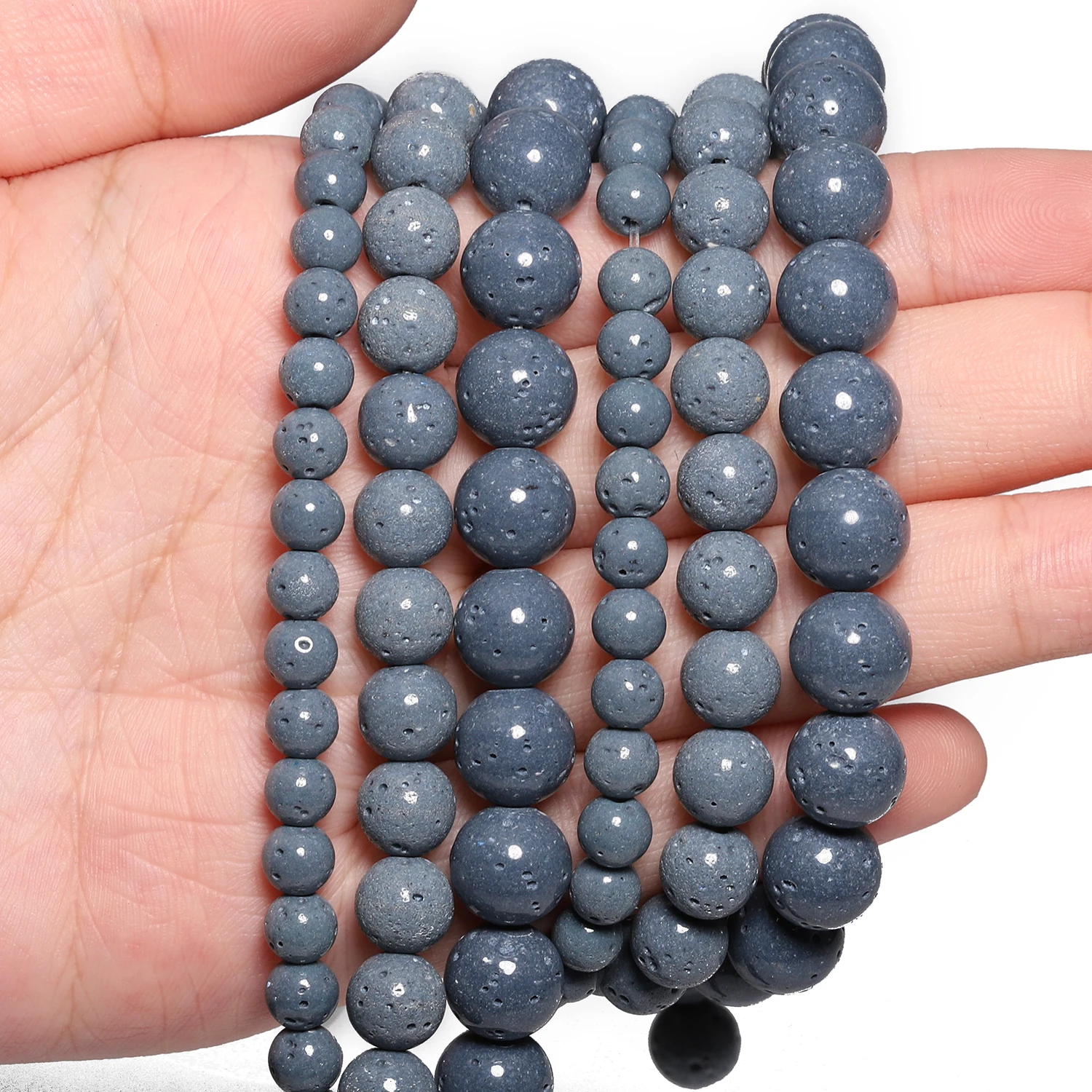 الحجر الطبيعي الأزرق المرجان الخرز الجولة 6 مللي متر 8 مللي متر 10 مللي متر فضفاض خزر عازل لصنع المجوهرات سوار ذاتي الصنع قلادة الإكسسوار