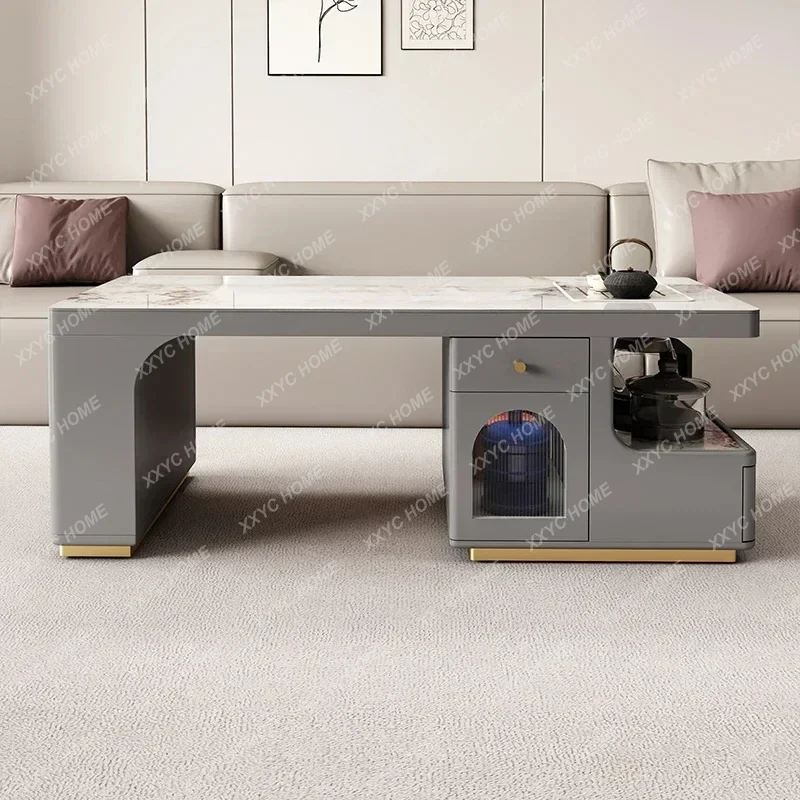 

XL rock slab telescopic kung fu tea table living room household light luxury multi-functional tea table integrated