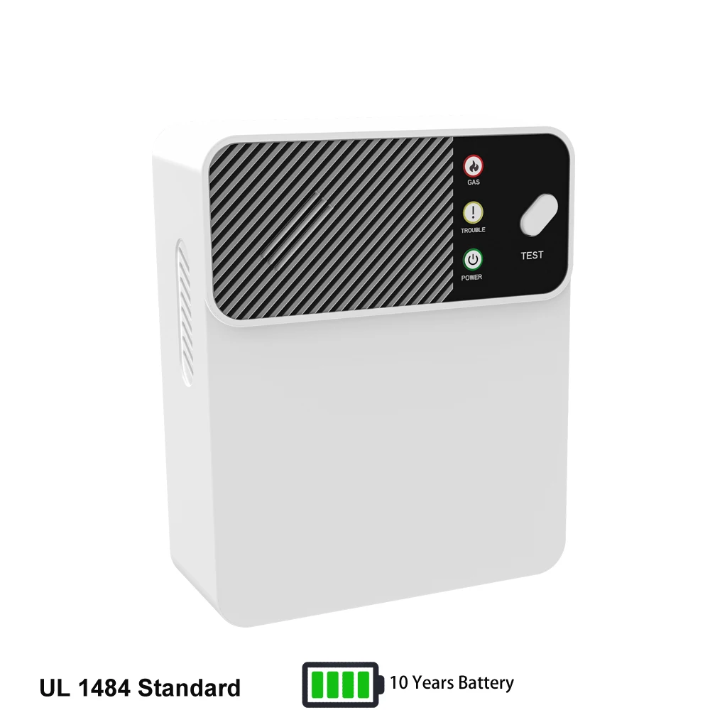 10 Years Battery Powered UL1484 Gas Leak Detector Gas Detector With Lithium Battery Power Supply