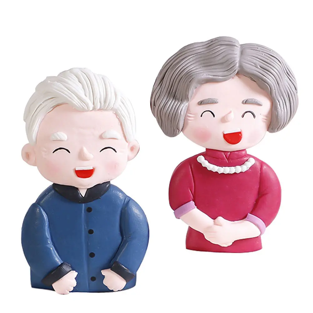 2Pcs Bright Color Food Grade Polymer Clay Cake Topper for Elder's Birthday Golden Wedding Anniversary Decorative Picks Grandma