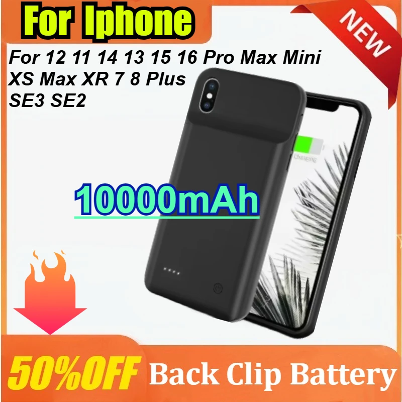 

10000mAh Battery Case for Iphone 12 11 14 13 15 16 Pro Max Mini Power Bank Charger Cover for IPhone XS Max XR 7 8 Plus SE3 SE2