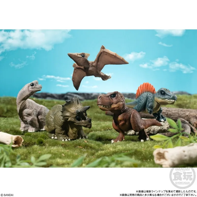 Original Bandai Dinosaur Friend Tyrannosaurus Pterosaur Triceratops Anime Action Figure Model Toys Gifts Collection Ornament