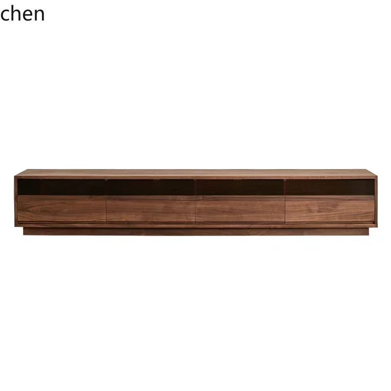 YY- retro simple light luxury high sense black walnut TV cabinet simple solid wood video cabinet ground cabinet