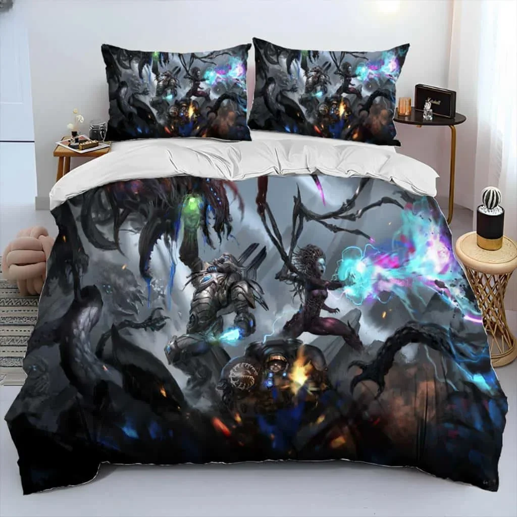 

HD Print Game StarCraft Comforter 2/3pcs Bedding Set Duvet Cover Bed Set Quilt Cover Pillowcase king Queen Size Home Textiles