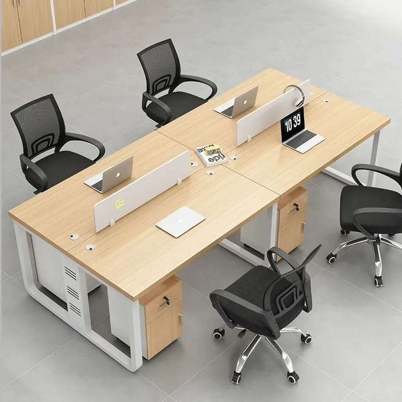 Office Desk and Chair Combination Simple Modern Double Staff Computer Desk 4-Person Workstation Staff Table