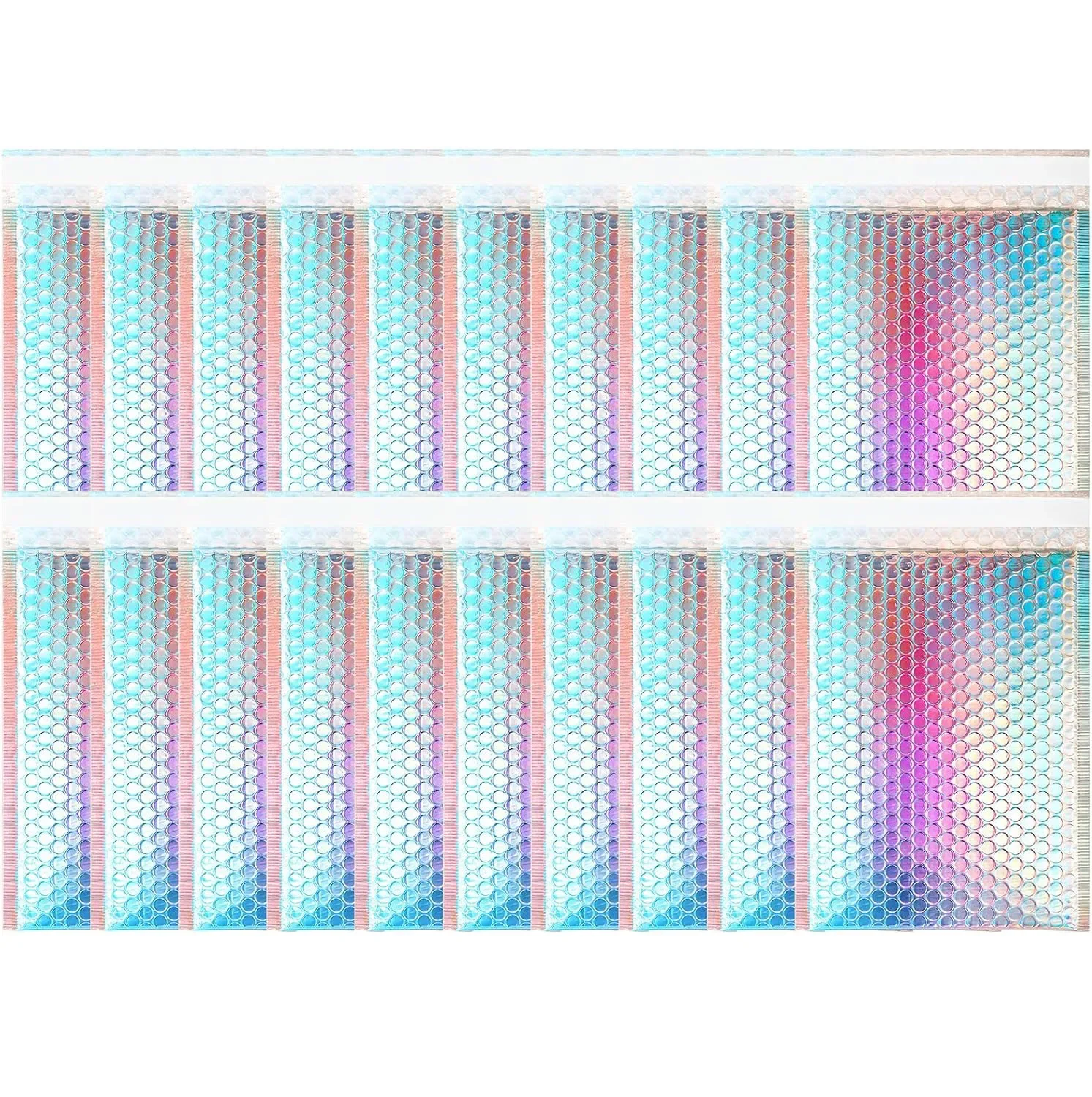 Rainbow colors Envelopes Bubbles 50Pcs Shipping Bags Packages Holographic Mailer Laser Bubble Mailers Self Seal Mailing