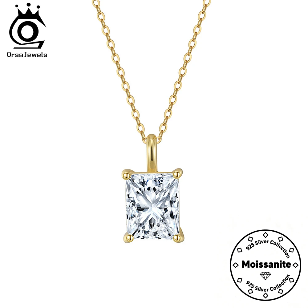 

ORSA JEWELS, серебро 925 пробы 1/2/3/4CT GRA, ожерелье с муассанитом для женщин, сверкающий квадратный кулон с бриллиантами D VVS1, ювелирные изделия SMON07