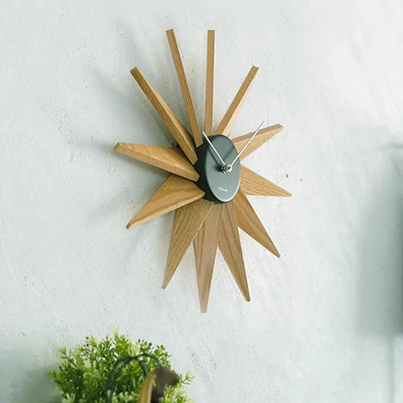 Elegant Watch Wooden Wall Clocks Modern Art Decoration Clock Minimalist Wall Clocks Living Room Aesthetic Interior Ornaments