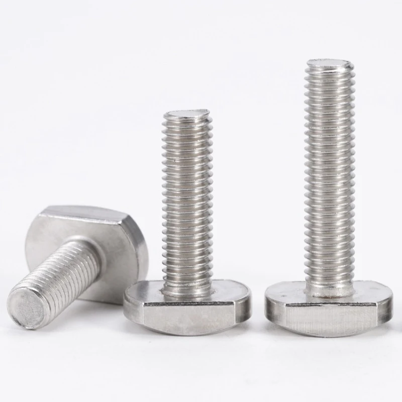 T-Slot Chute Rail Hammer Head Bolts GB37 304 A2 Stainless Steel M5-M12 T Shape Screws 1/10Pcs