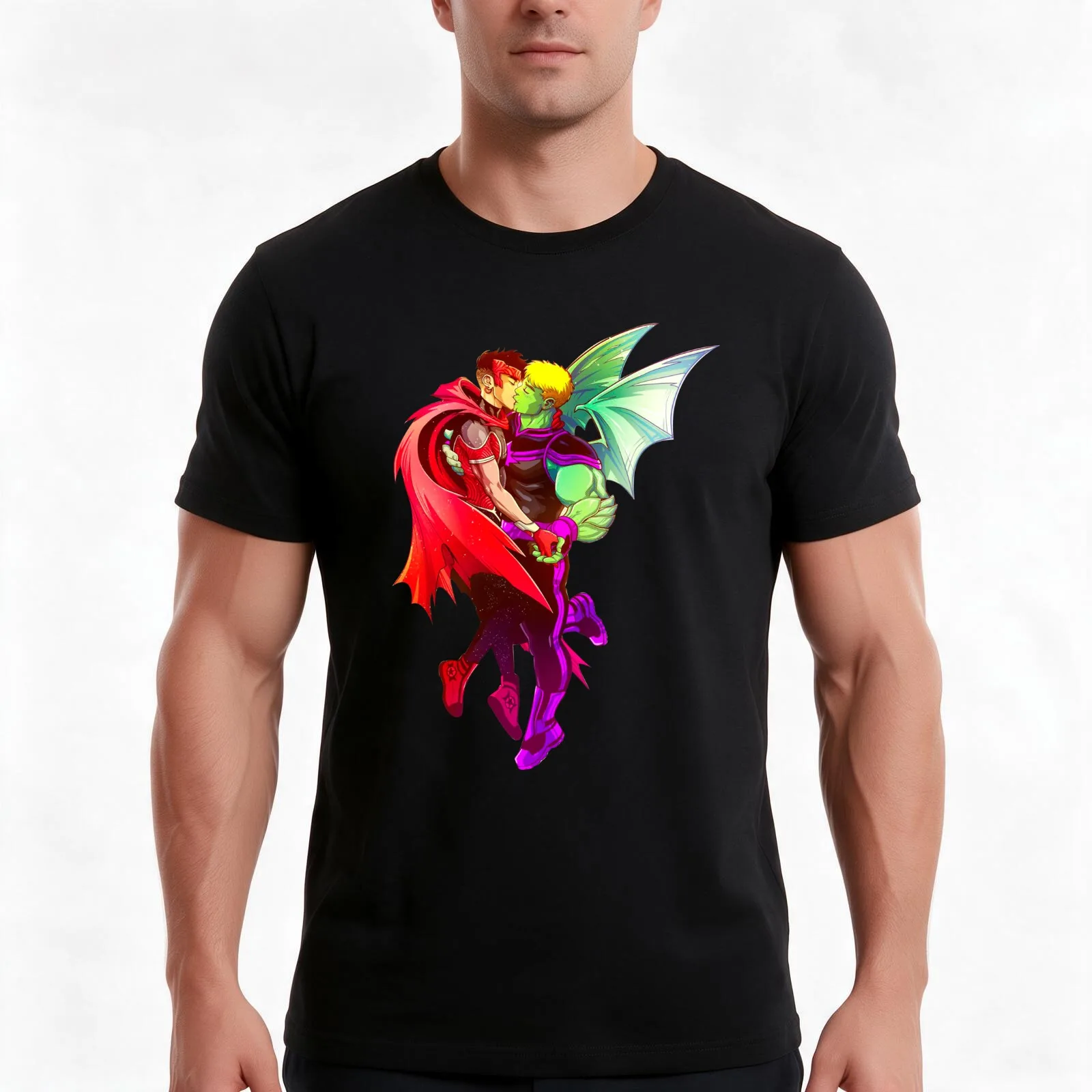 Wiccan Vision Kiss Hulkling T-Shirt, Summer Casual Cotton Tee, Oversized Streetwear Tops, Vintage Graphic Print, 100% Cotton