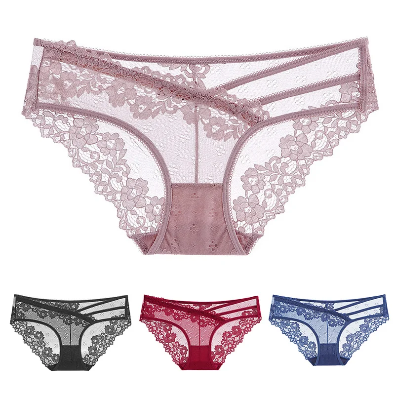 

Women Lace Sexy Floral Panties Girls Low-Rise Underwear Ladies Comfortable Transparent Underpants Female Lingerie