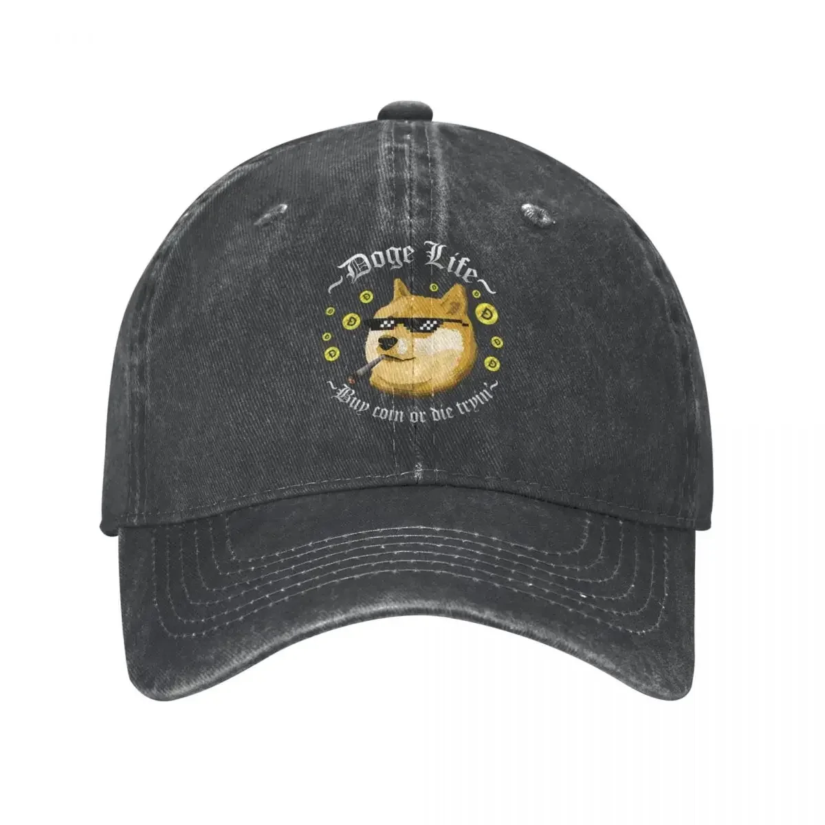 

Doge Life Dogecoin Весенне-летняя кепка для папы Бейсбольная кепка Классическая биткойн-крипто Btc Sunhat Джинсовая спортивная кепка