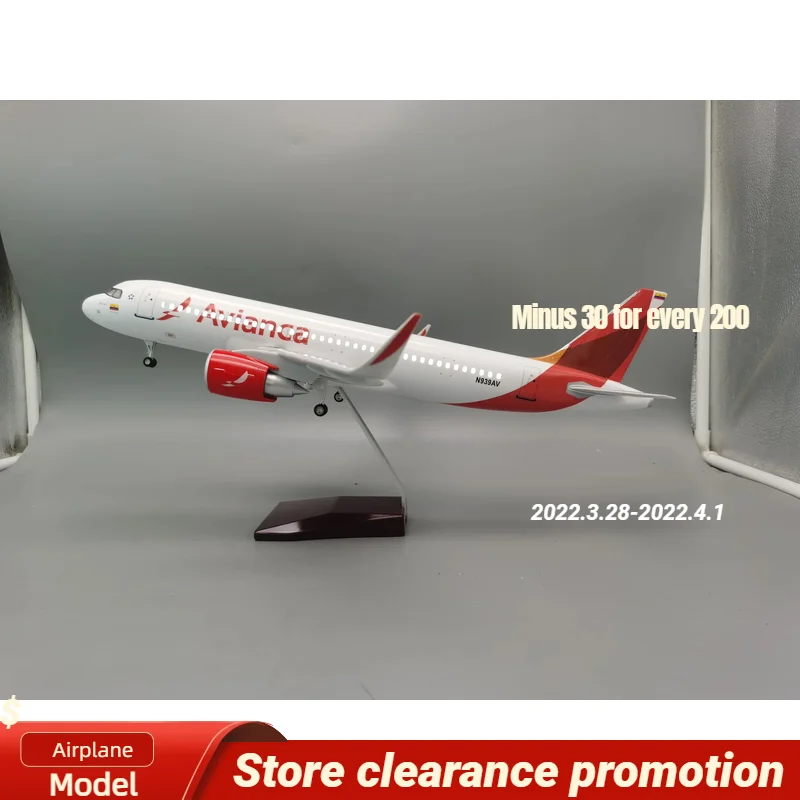 

Hot Sale 47 CM Columbia Airlines Airbus A320 Aircraft Model with Lights and Wheels Die-cast Resin Aircraft Collectible Toys Gift