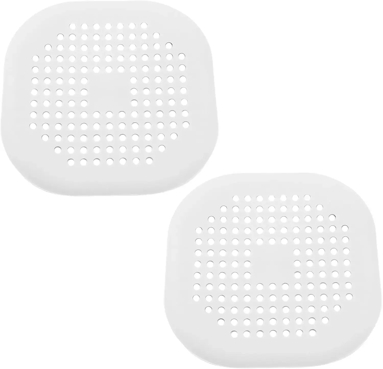 

5.5 Inch Silicone Sink Drain Strainer, Square Shower Hair Catcher, Bathroom Bathtub Protector, White