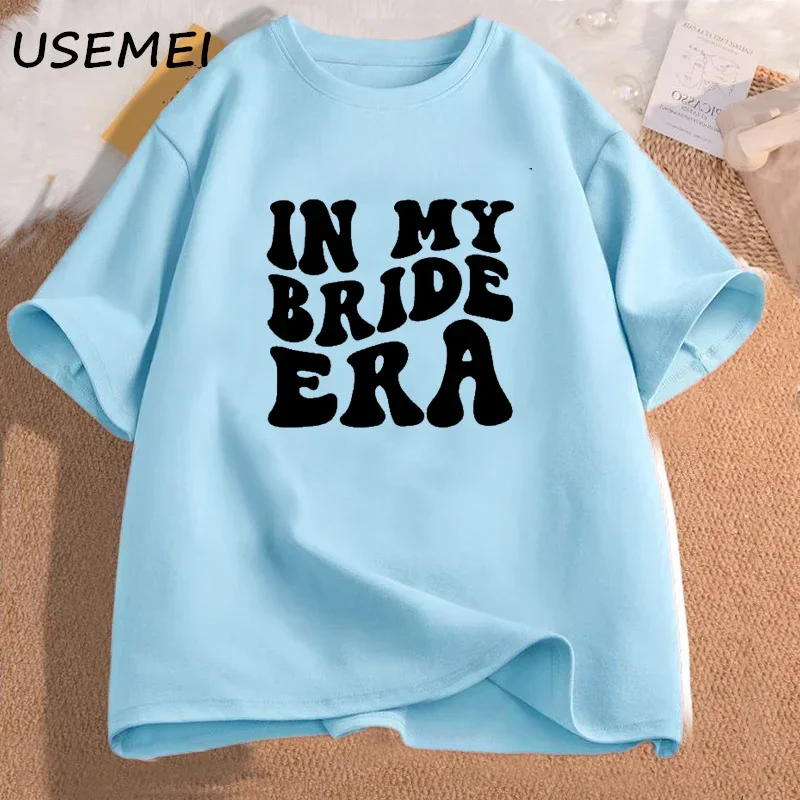 In My Bride Era T-shirts Engagement Bachelorette Trendy Tshirt Cotton Short Sleeve Female Clothing Vintage Bride Party Tee Shirt